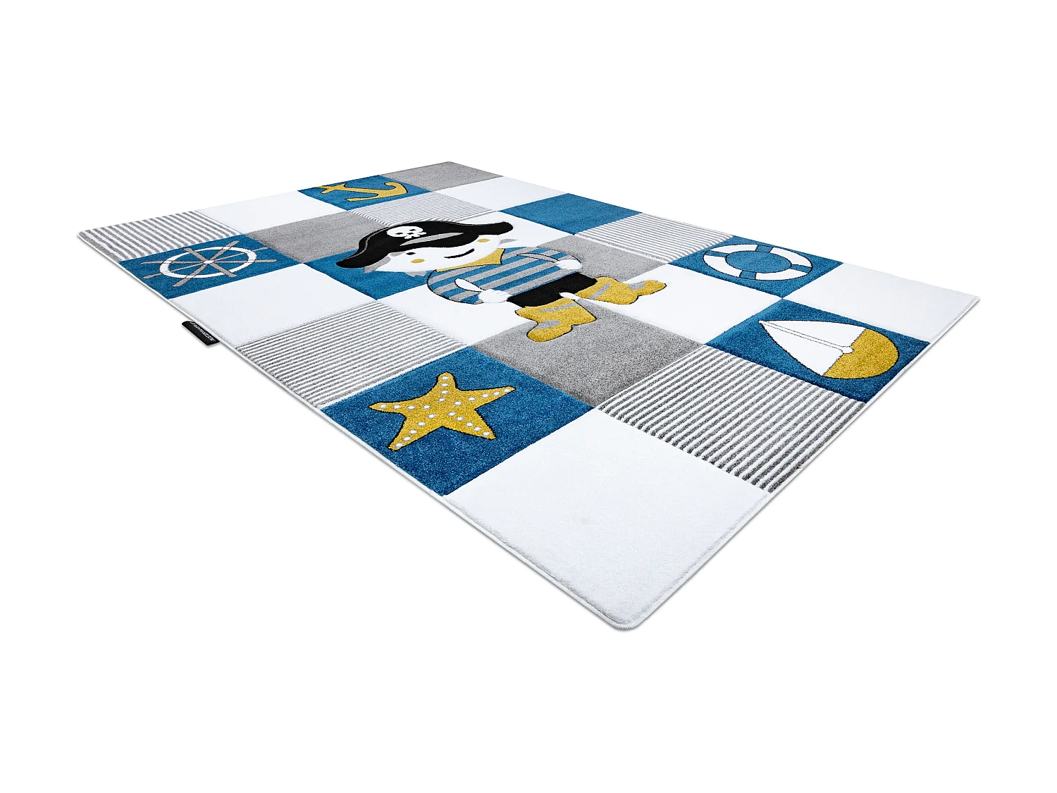 Tapis PETIT CORSAIR PIRATE NAVIRE ANCRE bleu 180x270 cm