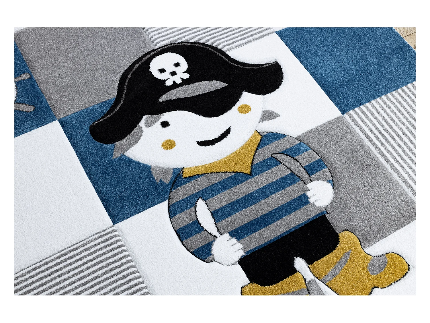 Tapis PETIT CORSAIR PIRATE NAVIRE ANCRE bleu 180x270 cm