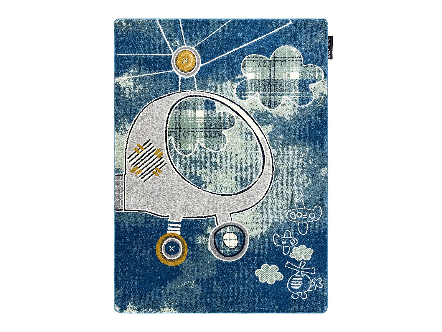 Tapis PETIT HELICOPTER hélicoptère, avions bleu 120x170 cm