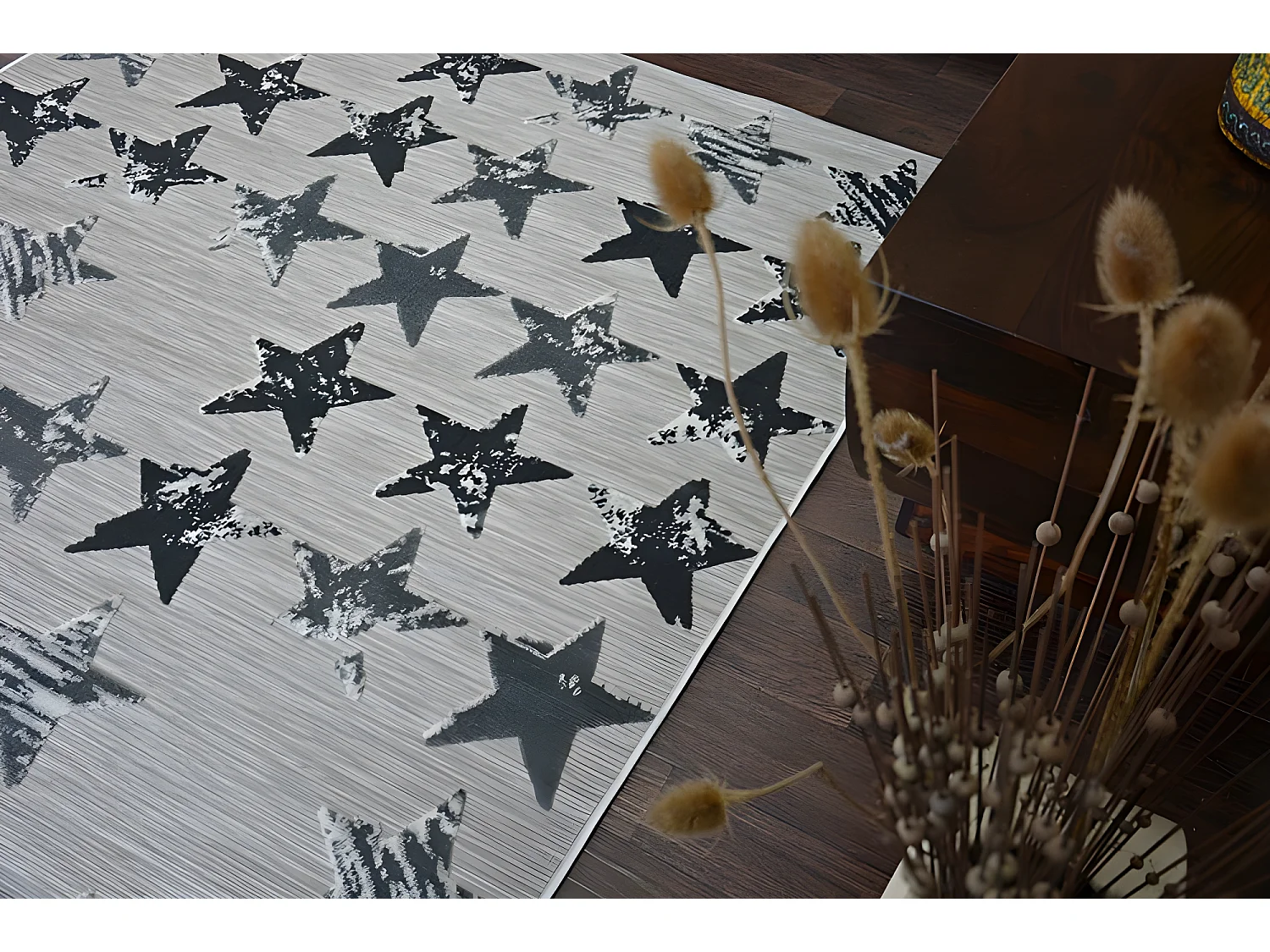 Tapis LISBOA 27219/956 Étoiles Petites étoiles Noir 80x150 cm