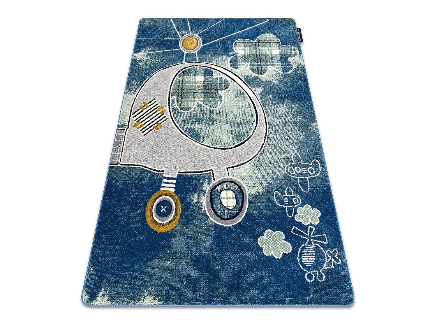 Tapijt PETIT HELICOPTER vliegtuigen blauw 160x220 cm