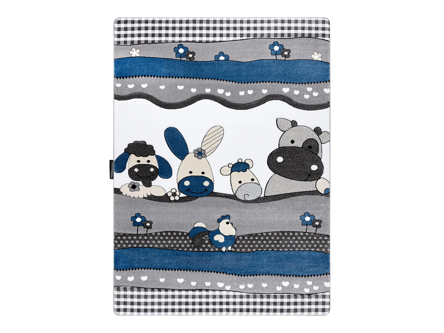 Tapijt PETIT FARM Boerderij Dieren blauw 160x220 cm