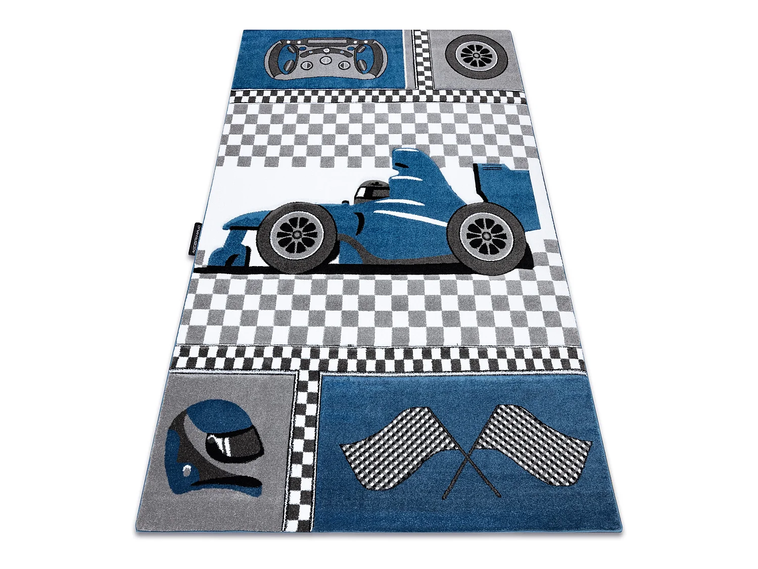 Tapis PETIT RACE COURSE FORMULA 1 VOITURE bleu 160x220 cm