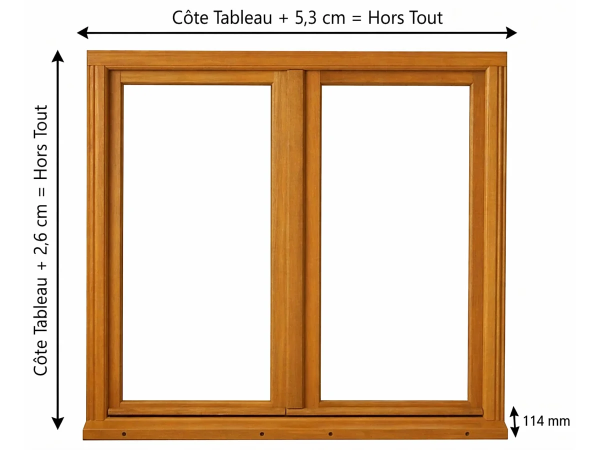 Fenetre Bois 2 Vantaux H165 X L100 Cm Côte Tableau Gd Menuiseries