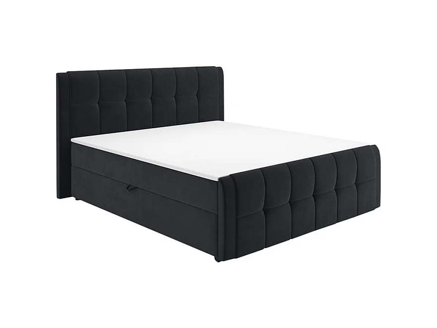 Lit boxspring 160x200 cm anthracite 2 coffres latéraux - RIVEN