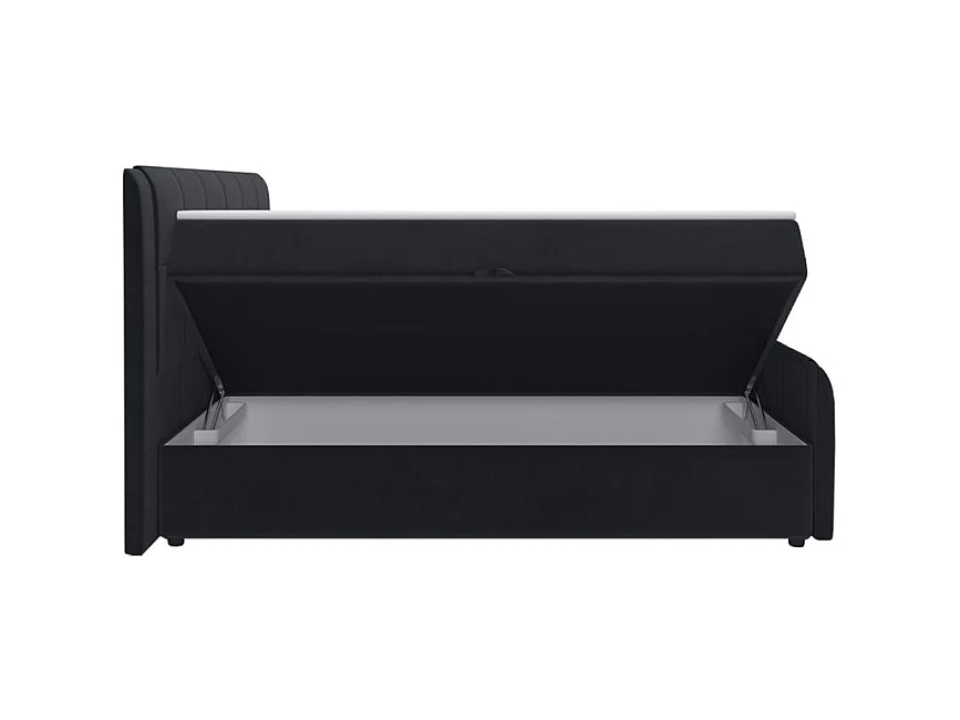 Lit boxspring 160x200 cm anthracite 2 coffres latéraux - RIVEN