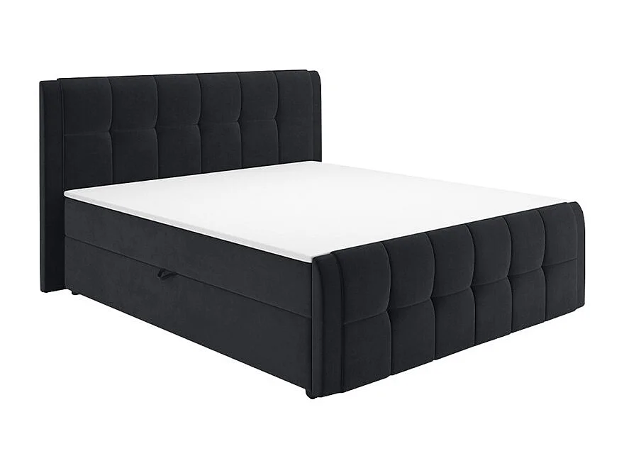 Lit boxspring 160x200 cm anthracite 2 coffres latéraux - RIVEN