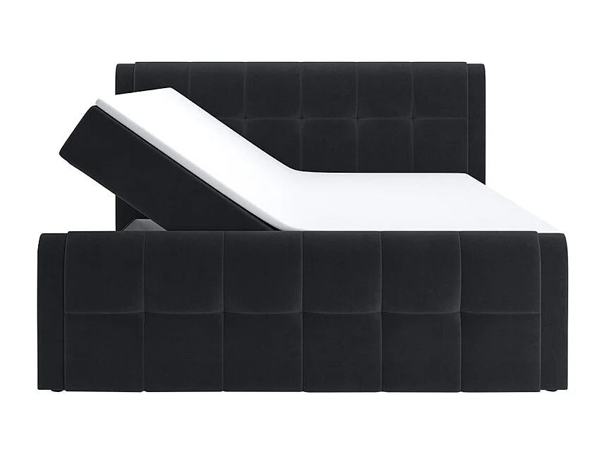 Lit boxspring 160x200 cm anthracite 2 coffres latéraux - RIVEN
