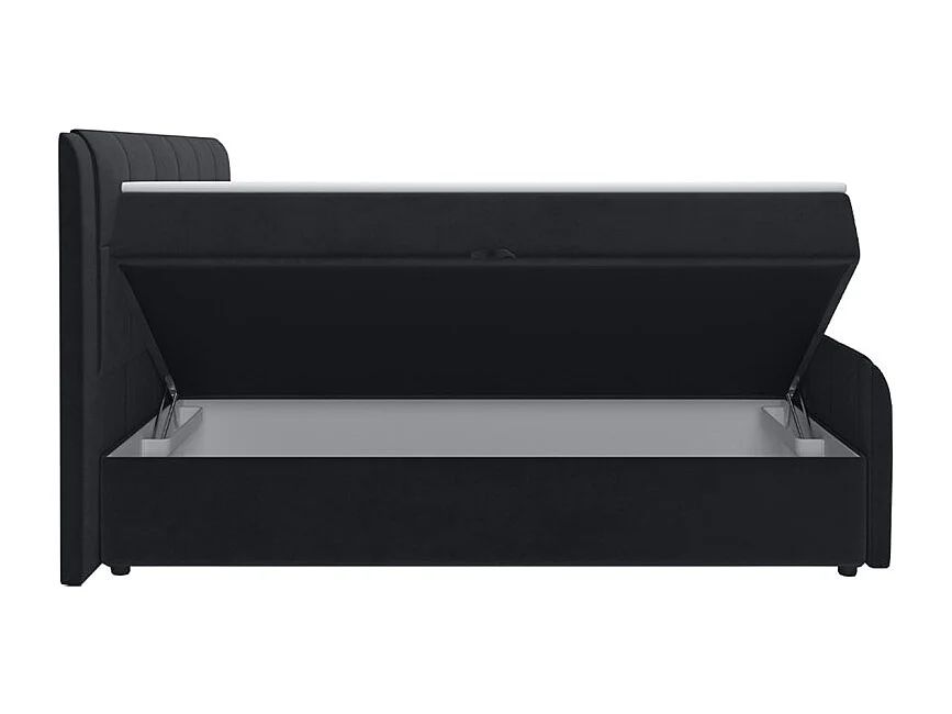 Lit boxspring 160x200 cm anthracite 2 coffres latéraux - RIVEN