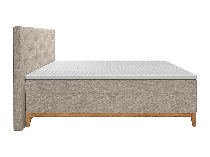 Lit boxspring 160x200 cm tissu beige avec matelas et surmatelas - SKY