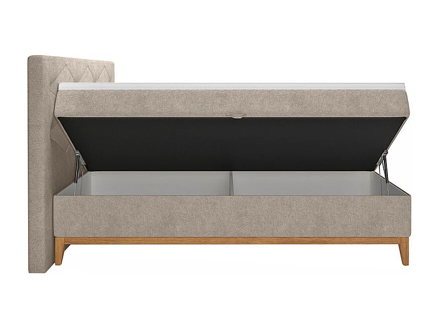 Lit boxspring 160x200 cm tissu beige avec matelas et surmatelas - SKY