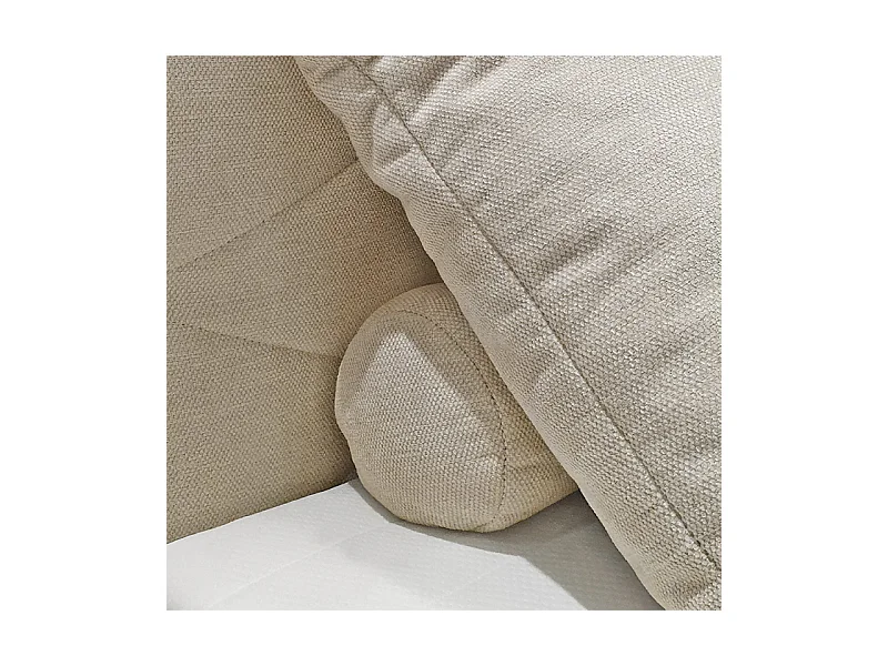 Lit boxspring 160x200 cm tissu écru 2 coffres latéraux - SKY