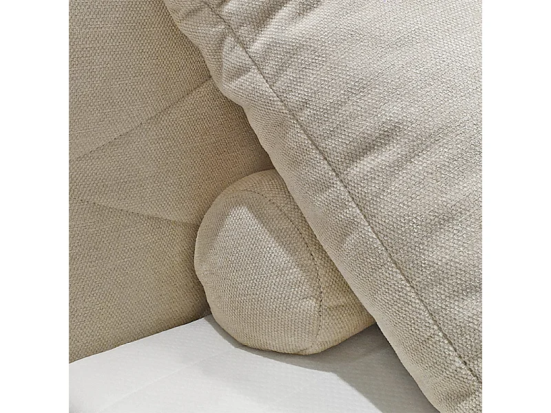 Lit boxspring 160x200 cm tissu écru 2 coffres latéraux - SKY