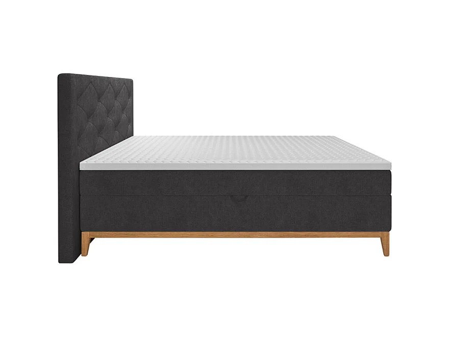 Lit boxspring 160x200 cm tissu anthracite + matelas et surmatelas- SKY