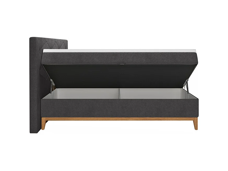 Lit boxspring 160x200 cm tissu anthracite + matelas et surmatelas- SKY