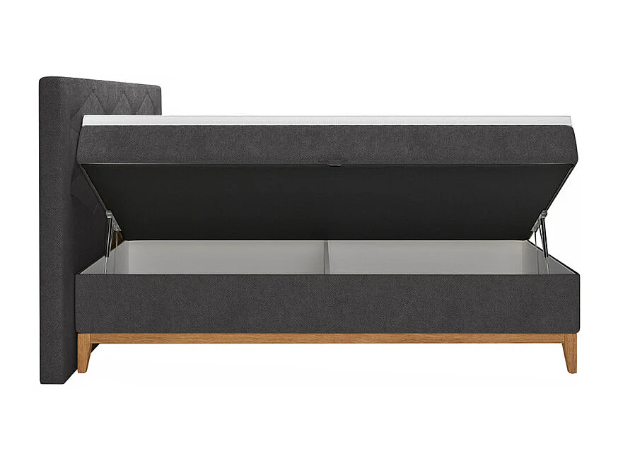 Lit boxspring 160x200 cm tissu anthracite + matelas et surmatelas- SKY