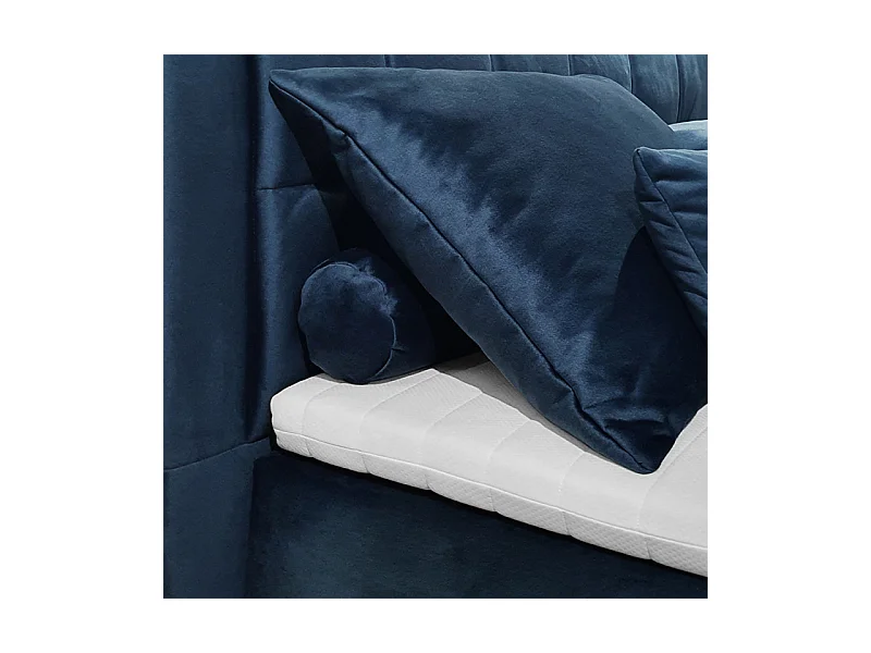 Lit boxspring 160x200 cm velours bleu 2 coffres latéraux - RIVEN