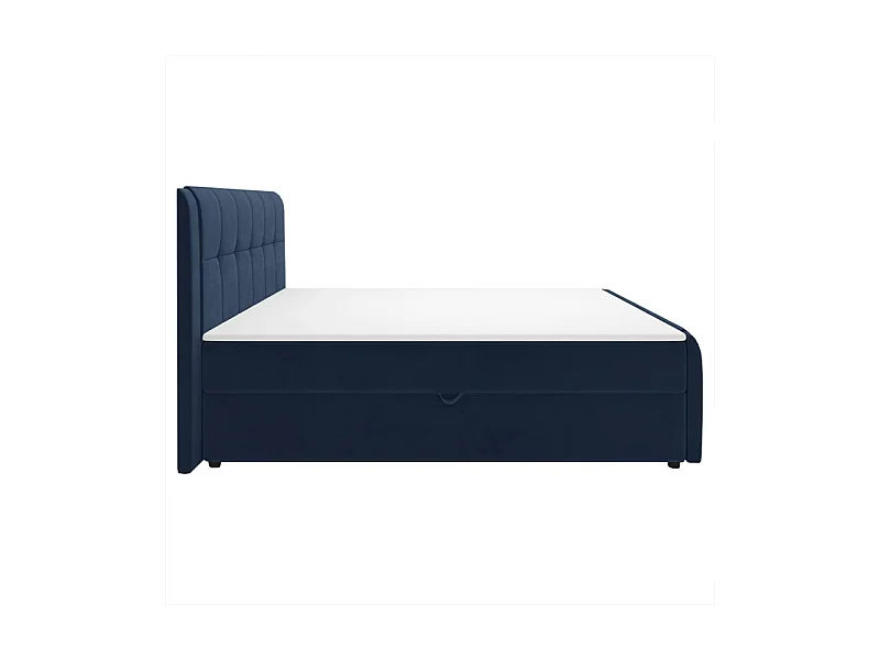 Lit boxspring 160x200 cm velours bleu 2 coffres latéraux - RIVEN