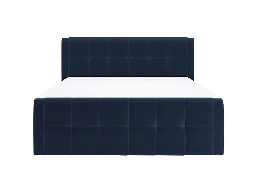 Lit boxspring 160x200 cm velours bleu 2 coffres latéraux - RIVEN
