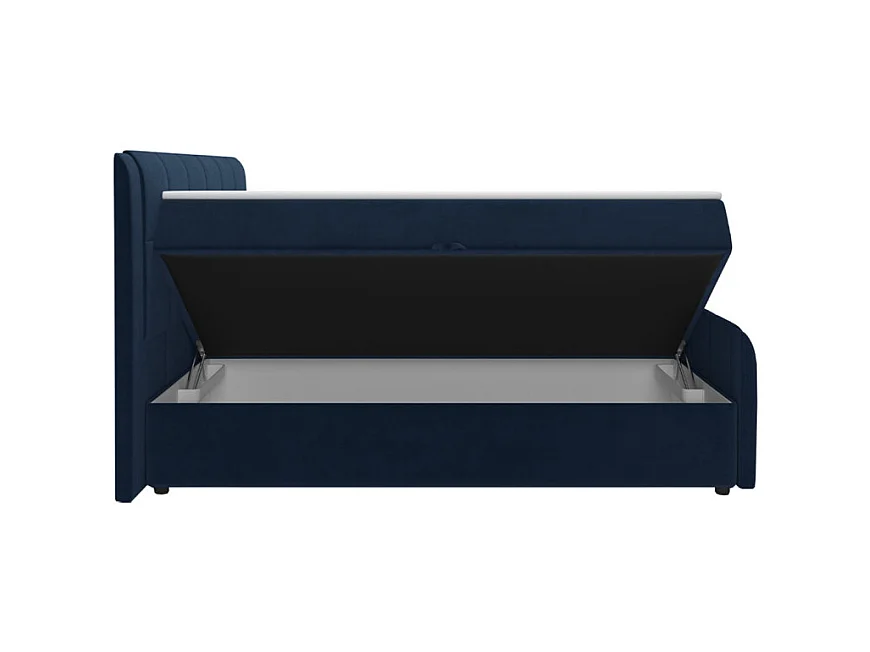 Lit boxspring 160x200 cm velours bleu 2 coffres latéraux - RIVEN