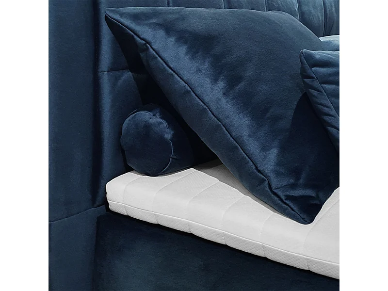 Lit boxspring 160x200 cm velours bleu 2 coffres latéraux - RIVEN