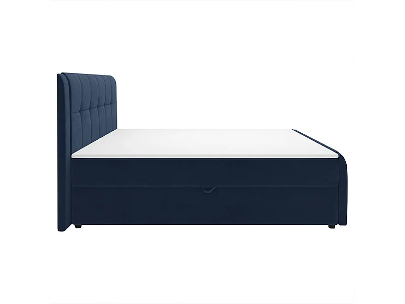 Lit boxspring 160x200 cm velours bleu 2 coffres latéraux - RIVEN