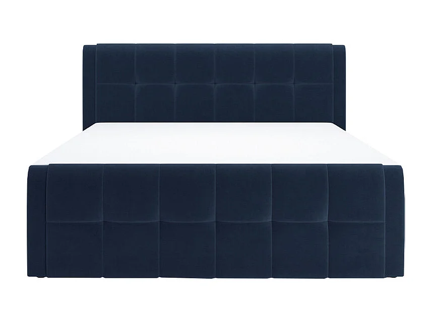 Lit boxspring 160x200 cm velours bleu 2 coffres latéraux - RIVEN