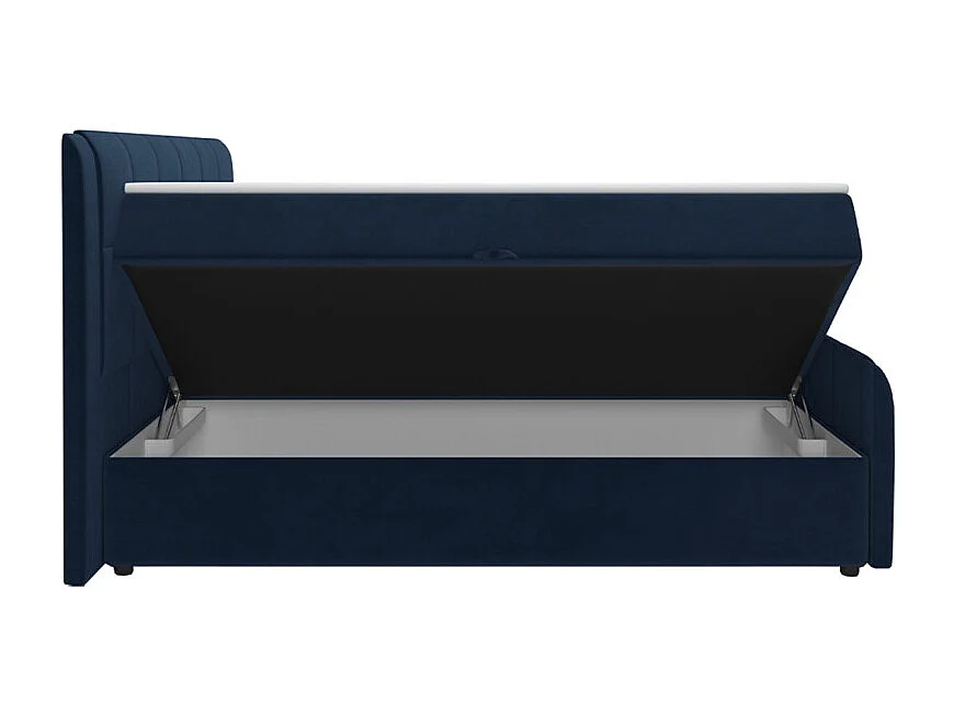 Lit boxspring 160x200 cm velours bleu 2 coffres latéraux - RIVEN