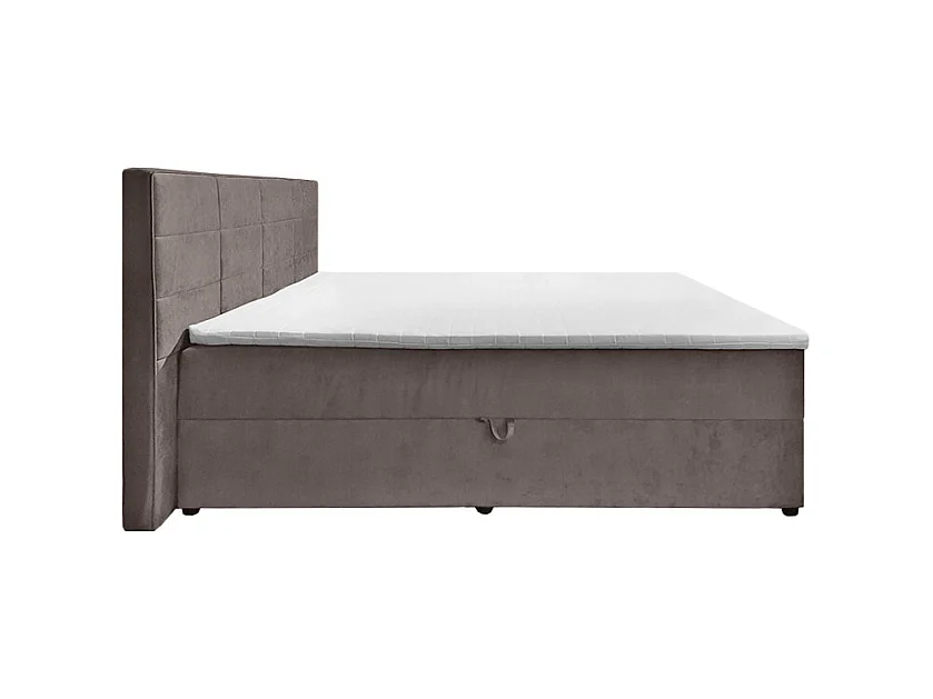 Lit boxspring 160x200 velours taupe 2 rangements - BRANDON