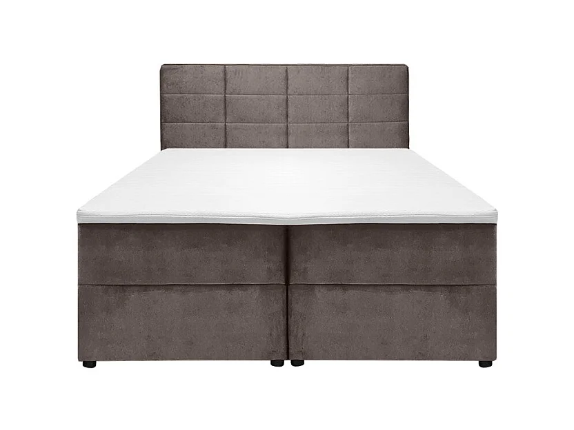 Lit boxspring 160x200 velours taupe 2 rangements - BRANDON