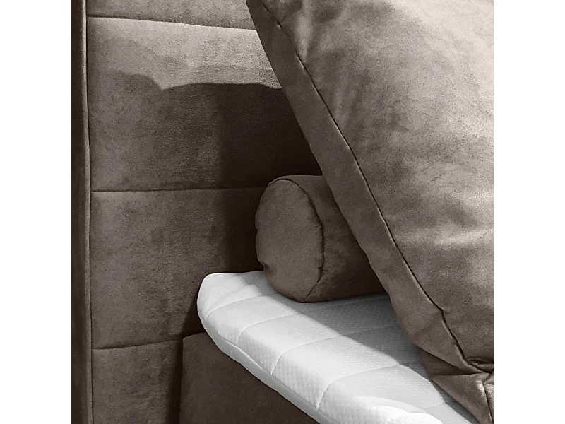 Lit boxspring 160x200 velours taupe 2 rangements - BRANDON