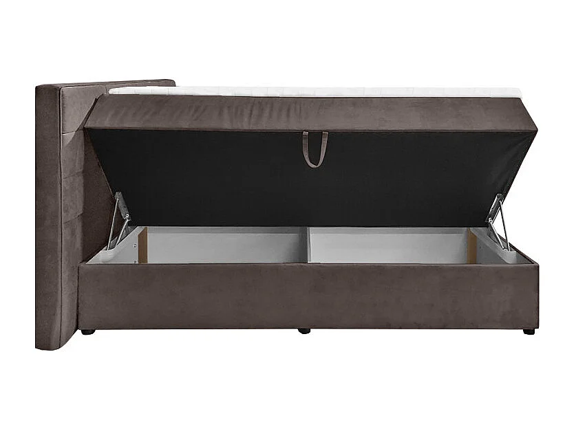 Lit boxspring 160x200 velours taupe 2 rangements - BRANDON