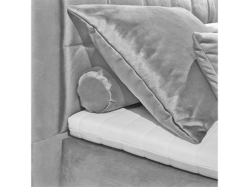 Lit boxspring 160x200 cm velours gris 2 rangements - RIVEN