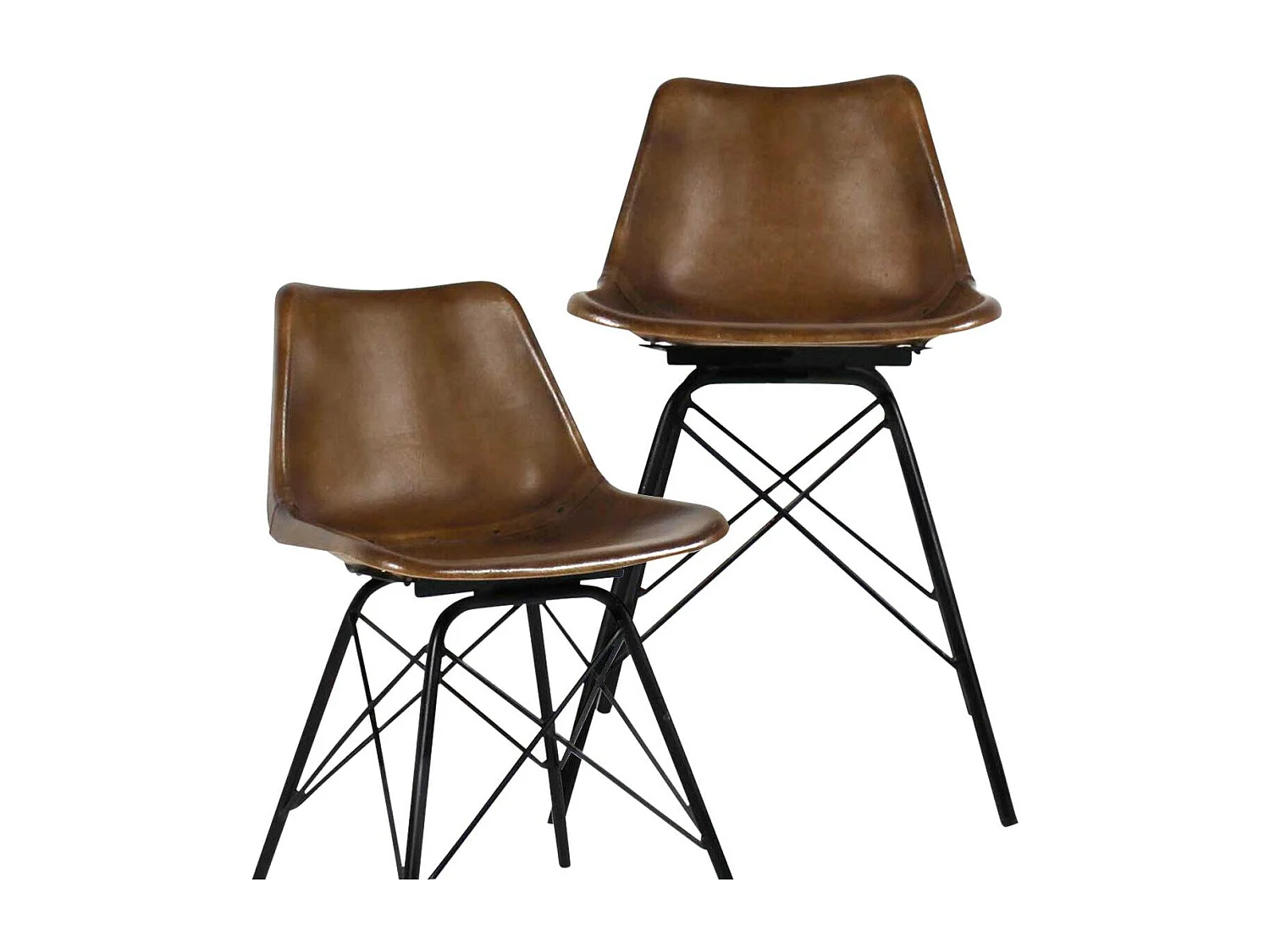 Chaise en cuir marron Laura (lot de 2)