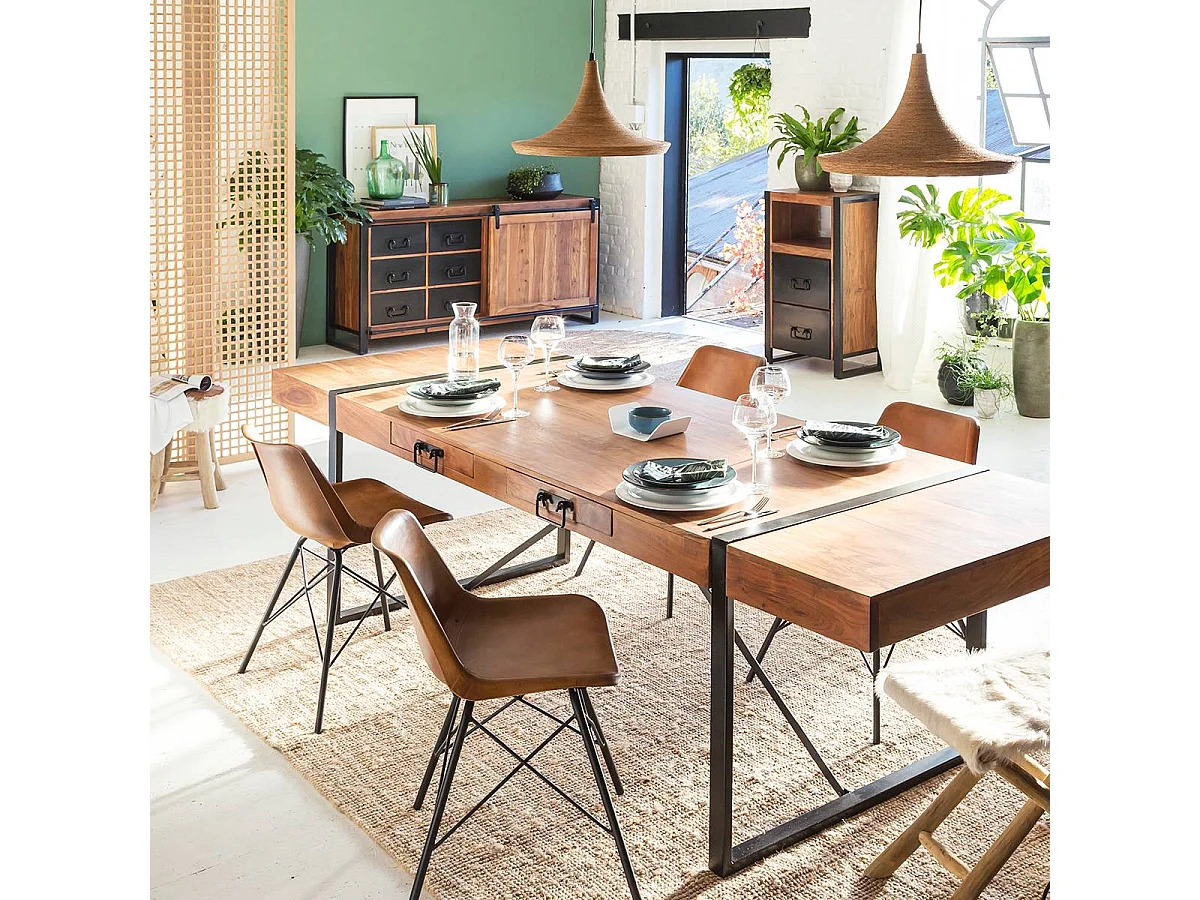 Chaise en cuir marron Laura (lot de 2)