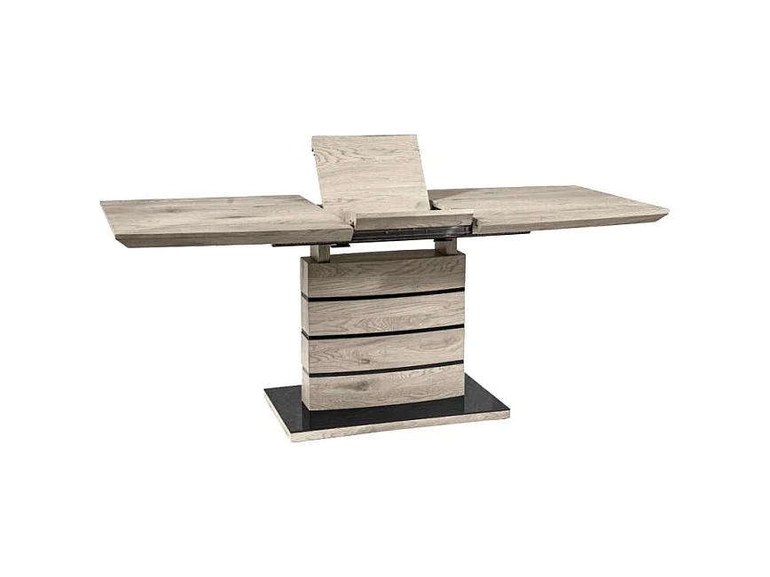 Table extensible 140/180 cm décor chêne clair cendré - LEANDRE