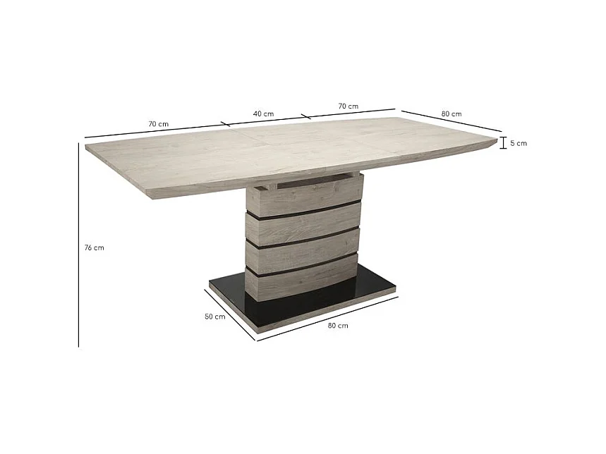 Table extensible 140/180 cm décor chêne clair cendré - LEANDRE