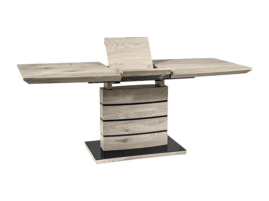 Table extensible 140/180 cm décor chêne clair cendré - LEANDRE