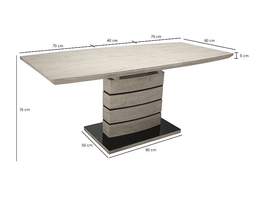 Table extensible 140/180 cm décor chêne clair cendré - LEANDRE