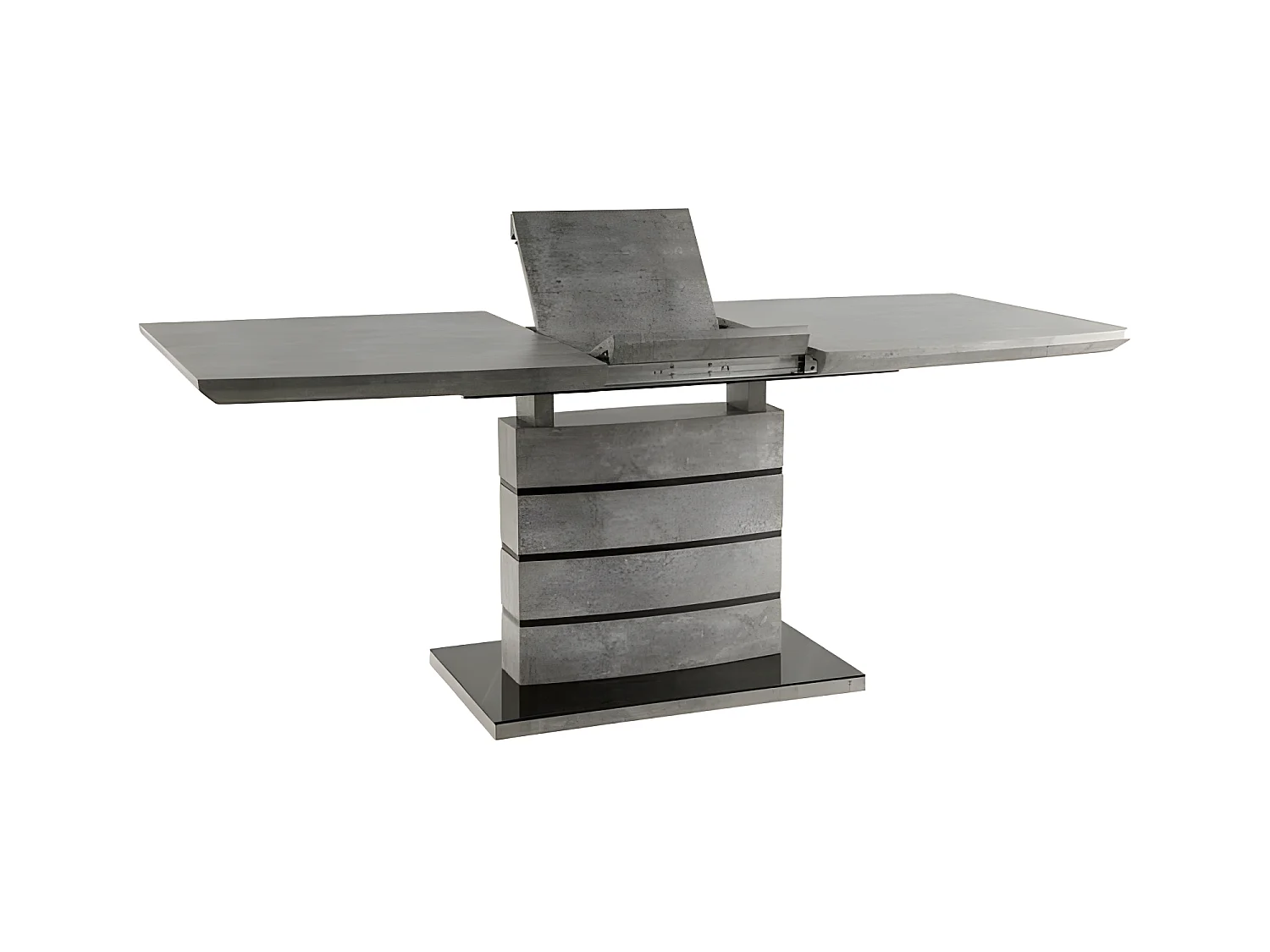 Table de repas extensible 140/180 cm décor béton gris ciré - LEANDRE