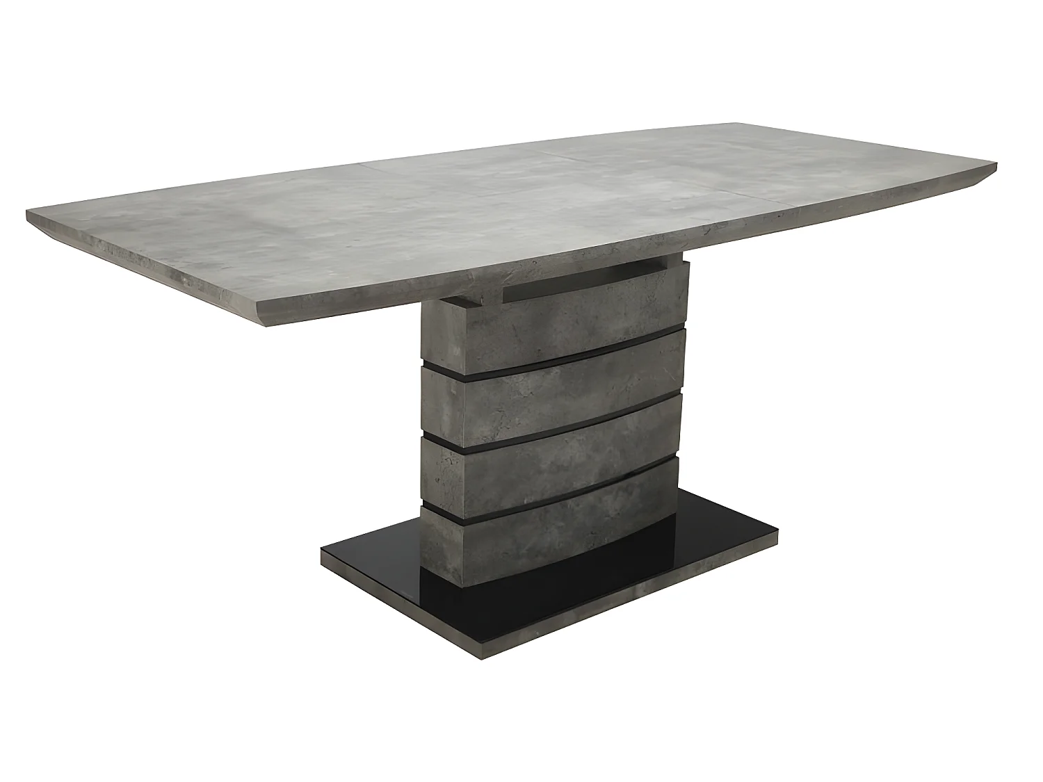Table de repas extensible 140/180 cm décor béton gris ciré - LEANDRE
