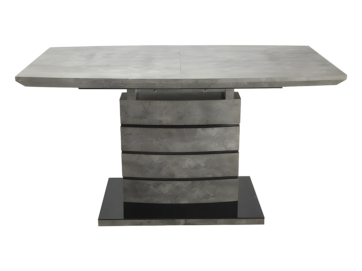 Table de repas extensible 140/180 cm décor béton gris ciré - LEANDRE