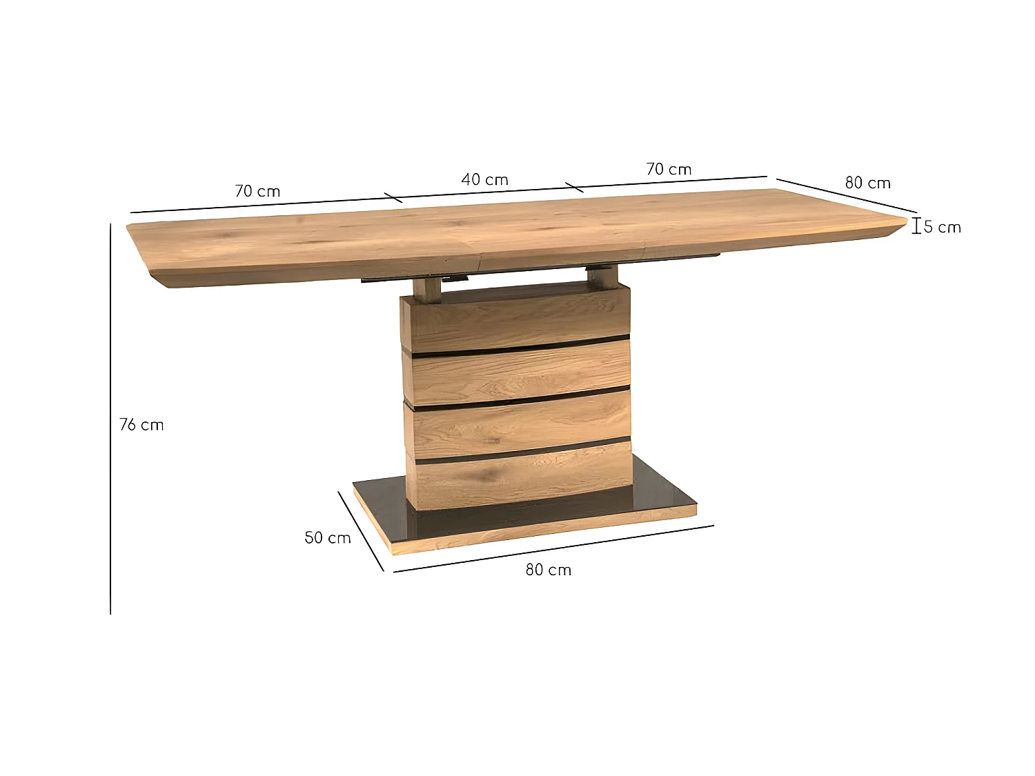 Table de repas extensible 140/180 cm décor chêne artisan - LEANDRE