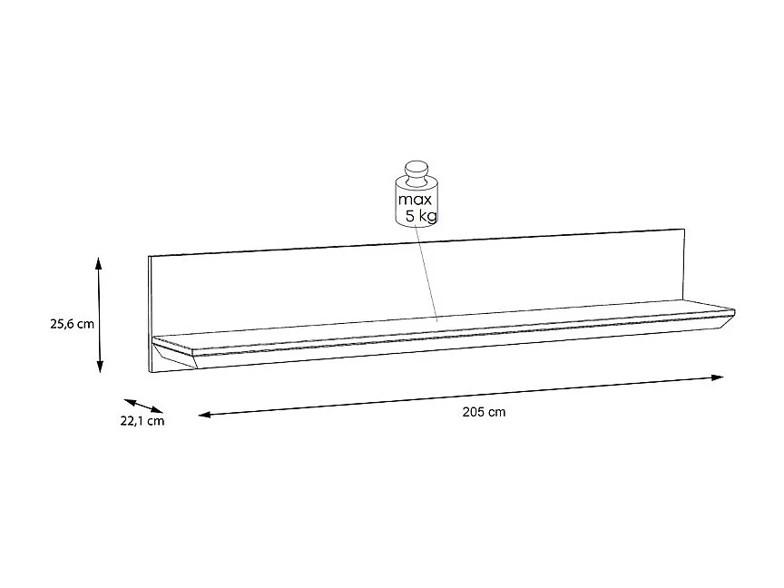 Etagère murale 205 cm décor chêne blanchi - ANGELE