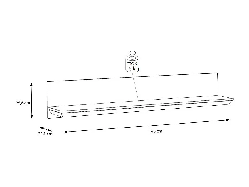Etagère murale 145 cm décor chêne blanchi - ANGELE