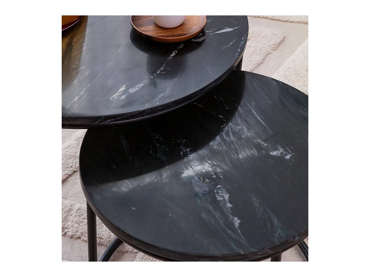 Table basse gigogne en marbre noir Joe