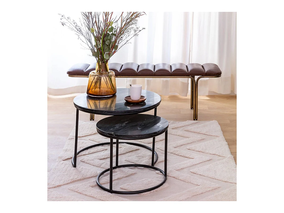 Table basse gigogne en marbre noir Joe