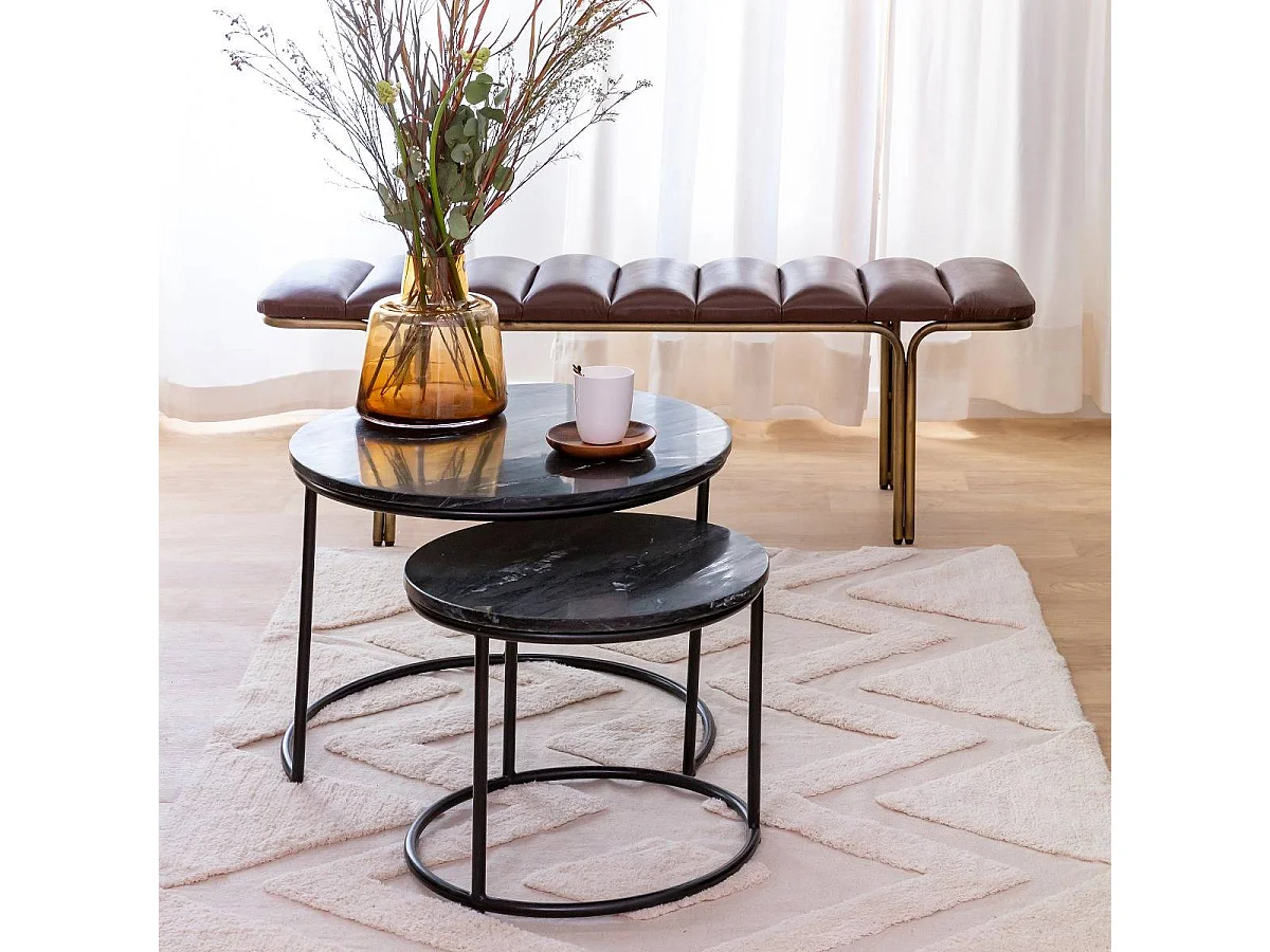 Table basse gigogne en marbre noir Joe
