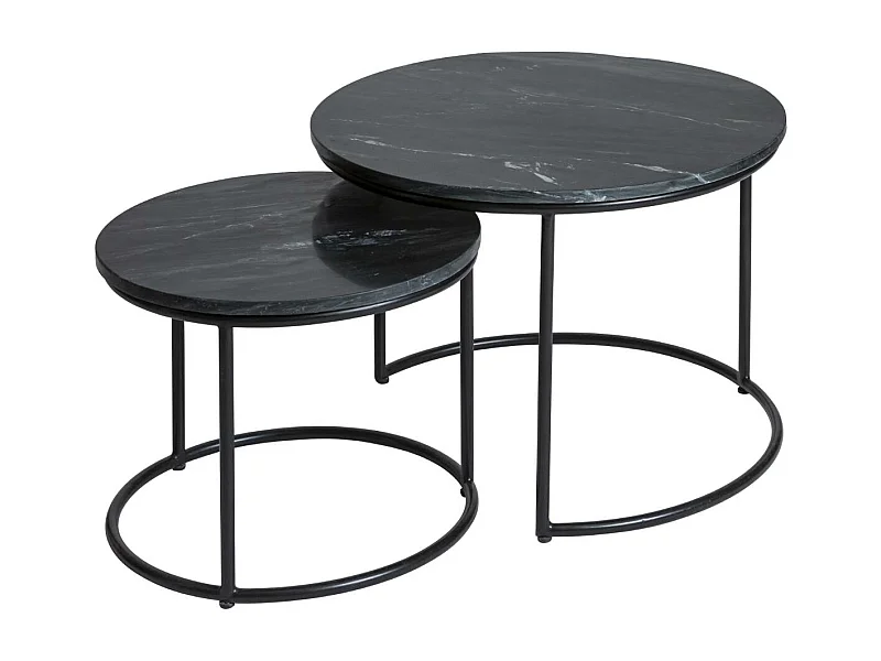 Table basse gigogne en marbre noir Joe