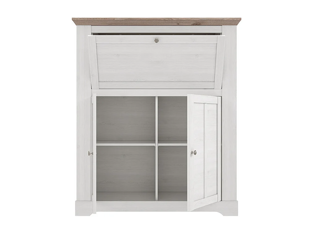Meuble bar 115 cm 1 abattant 2 portes décor chêne blanchi - ANGELE